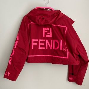 Like new FENDI Roma Amor Short Hooded Parka In Red $1,980 38 XS